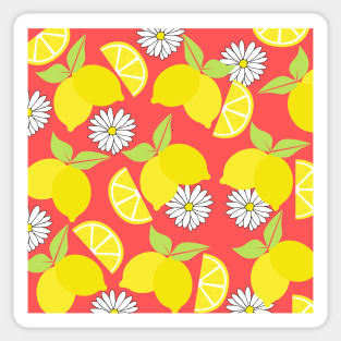 Lemon Pattern with Daisies Sticker